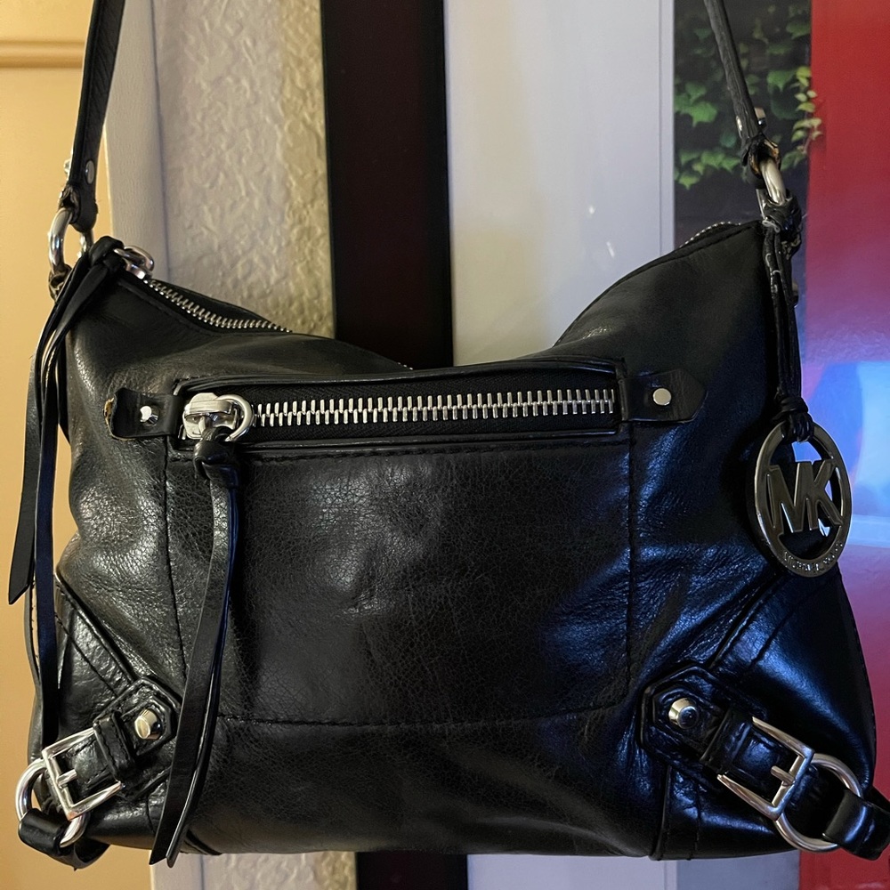 Michael Kors black leather shoulder bag